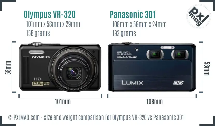 Olympus VR-320 vs Panasonic 3D1 size comparison