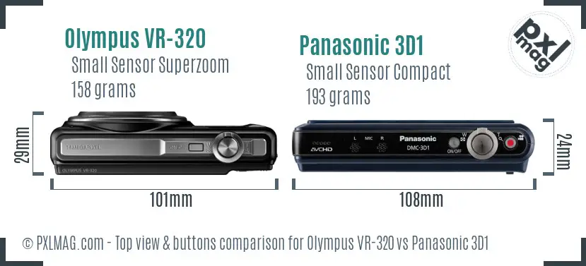 Olympus VR-320 vs Panasonic 3D1 top view buttons comparison