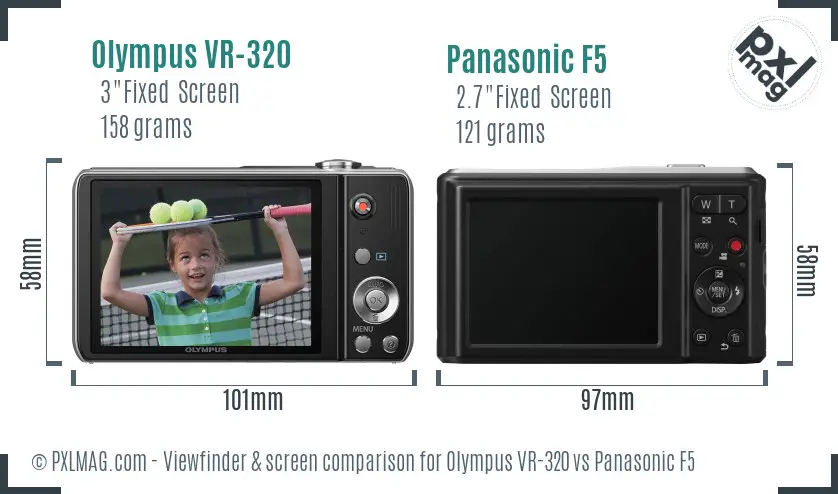 Olympus VR-320 vs Panasonic F5 Screen and Viewfinder comparison