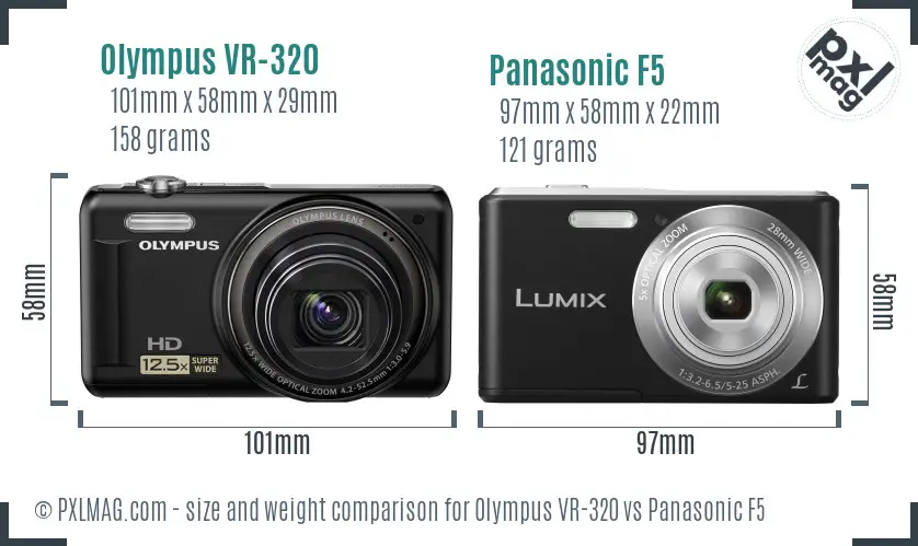 Olympus VR-320 vs Panasonic F5 size comparison