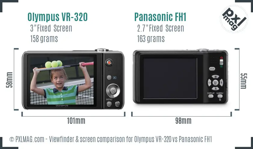 Olympus VR-320 vs Panasonic FH1 Screen and Viewfinder comparison