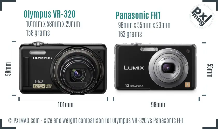 Olympus VR-320 vs Panasonic FH1 size comparison