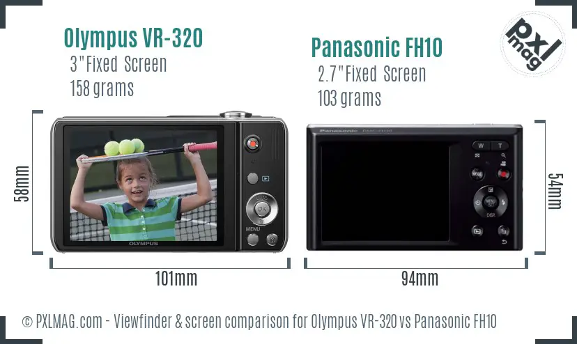 Olympus VR-320 vs Panasonic FH10 Screen and Viewfinder comparison