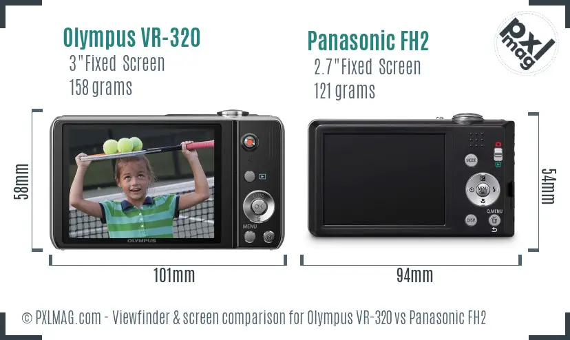 Olympus VR-320 vs Panasonic FH2 Screen and Viewfinder comparison