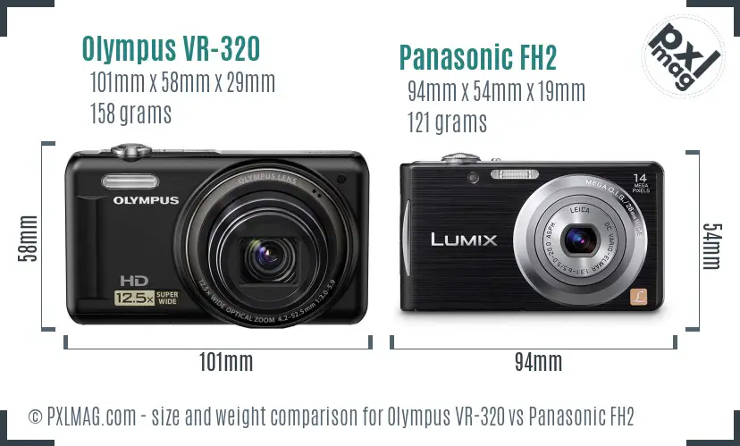 Olympus VR-320 vs Panasonic FH2 size comparison