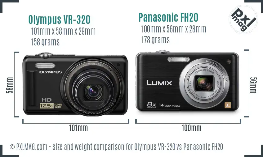 Olympus VR-320 vs Panasonic FH20 size comparison