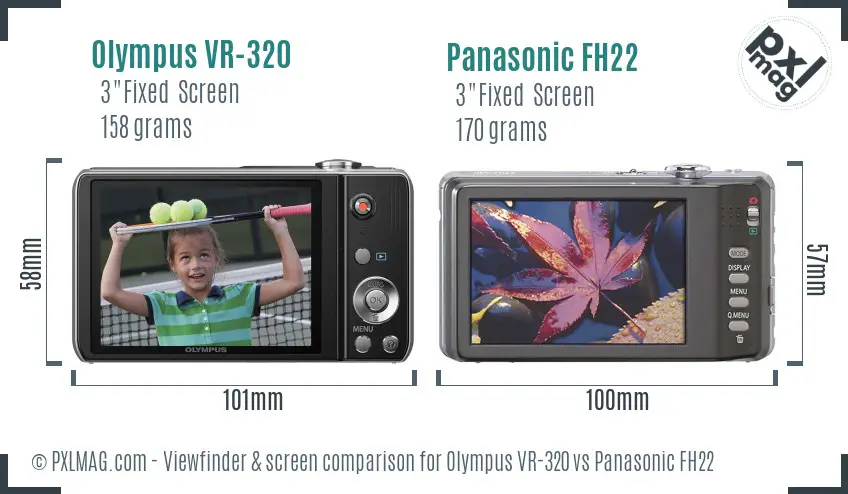 Olympus VR-320 vs Panasonic FH22 Screen and Viewfinder comparison