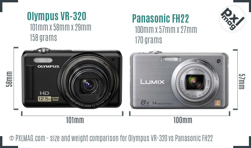 Olympus VR-320 vs Panasonic FH22 size comparison