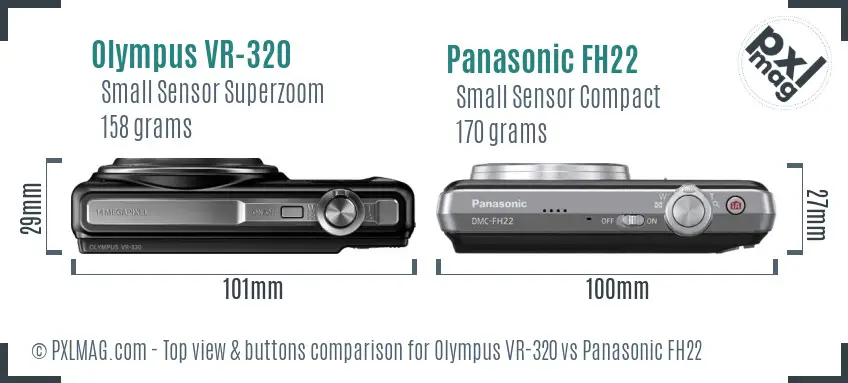 Olympus VR-320 vs Panasonic FH22 top view buttons comparison