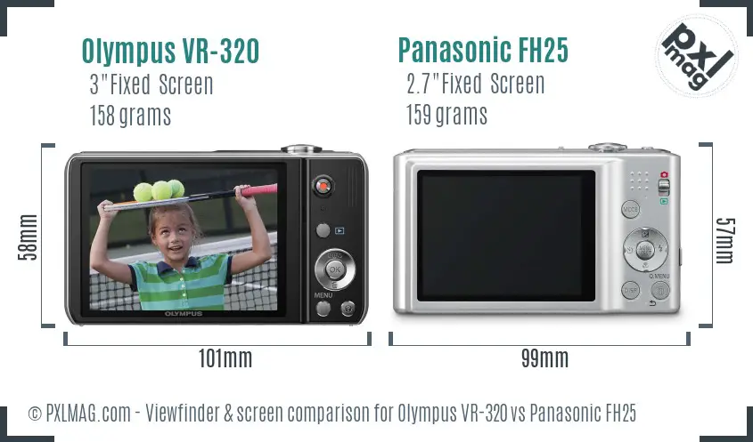 Olympus VR-320 vs Panasonic FH25 Screen and Viewfinder comparison