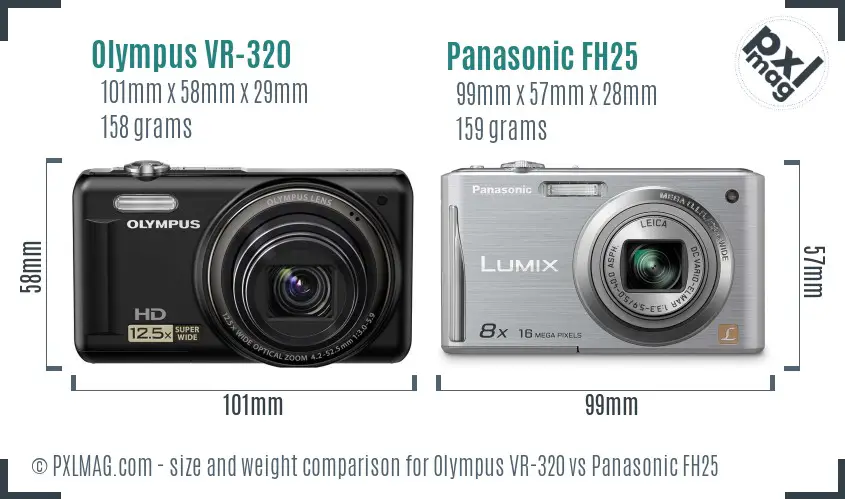 Olympus VR-320 vs Panasonic FH25 size comparison