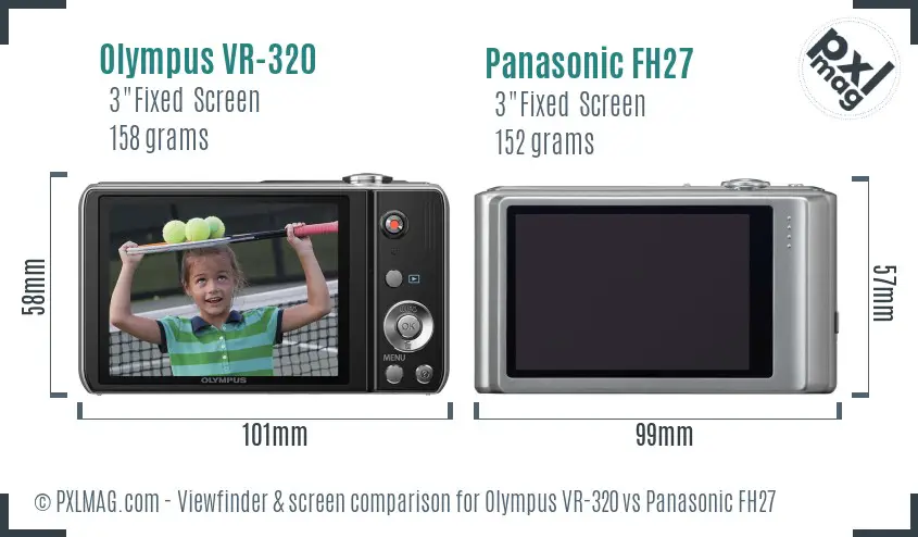 Olympus VR-320 vs Panasonic FH27 Screen and Viewfinder comparison