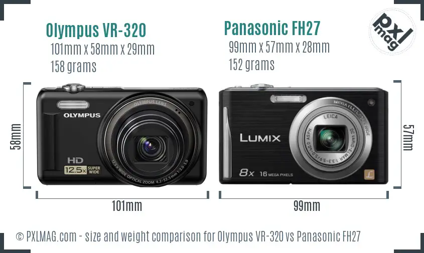 Olympus VR-320 vs Panasonic FH27 size comparison