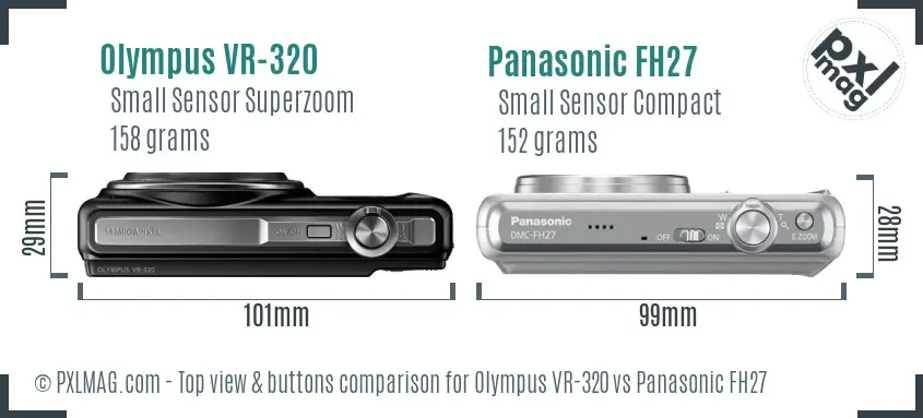Olympus VR-320 vs Panasonic FH27 top view buttons comparison