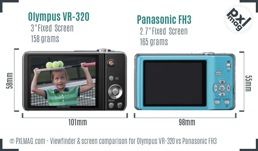 Olympus VR-320 vs Panasonic FH3 Screen and Viewfinder comparison