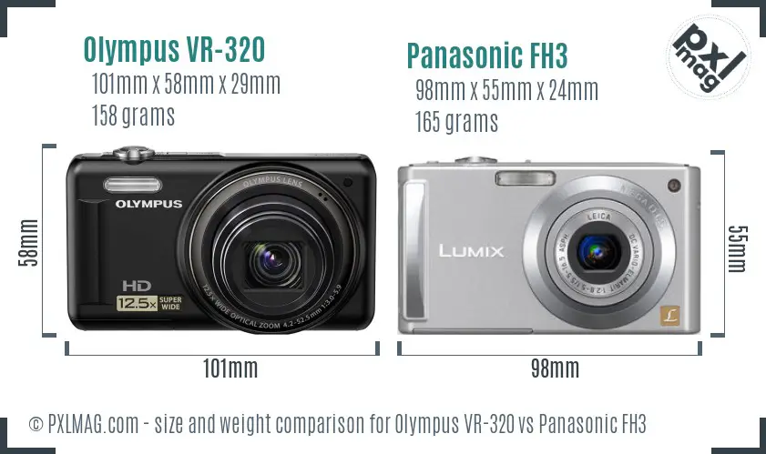 Olympus VR-320 vs Panasonic FH3 size comparison