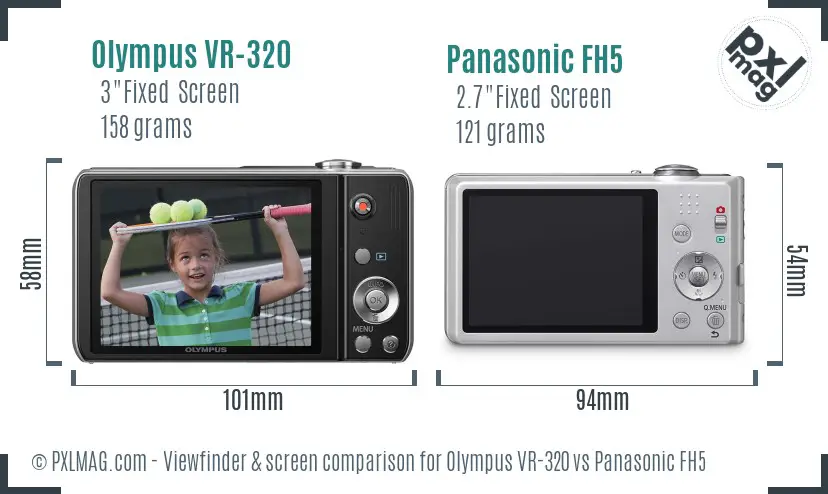 Olympus VR-320 vs Panasonic FH5 Screen and Viewfinder comparison