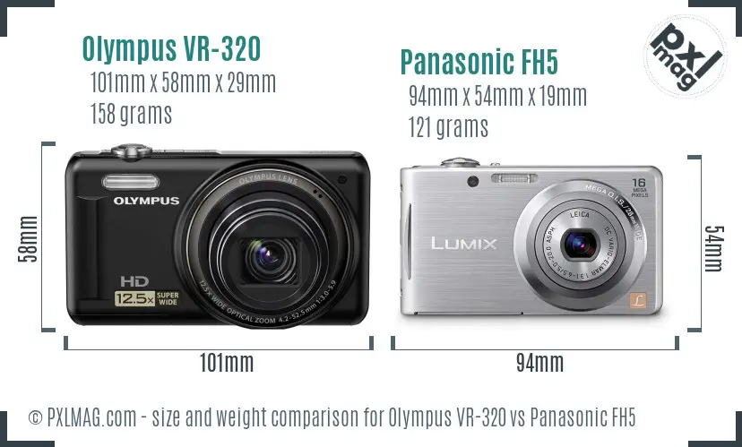 Olympus VR-320 vs Panasonic FH5 size comparison
