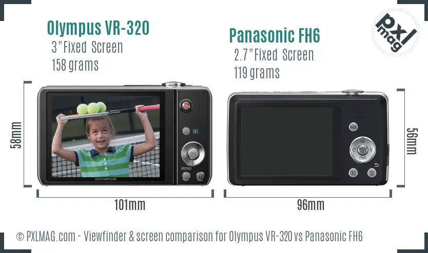 Olympus VR-320 vs Panasonic FH6 Screen and Viewfinder comparison