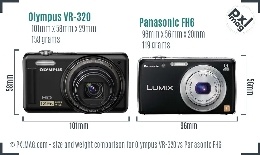 Olympus VR-320 vs Panasonic FH6 size comparison