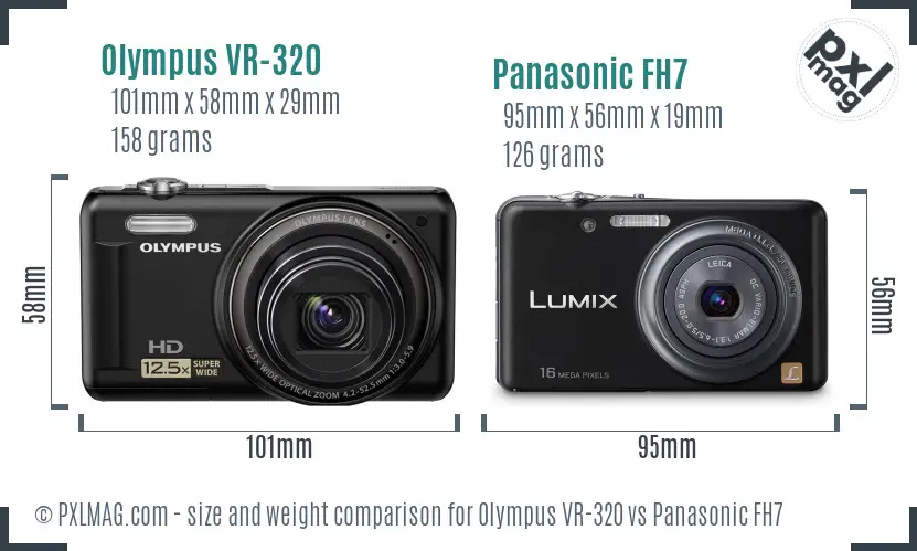 Olympus VR-320 vs Panasonic FH7 size comparison