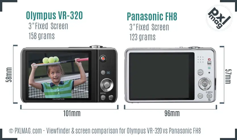 Olympus VR-320 vs Panasonic FH8 Screen and Viewfinder comparison