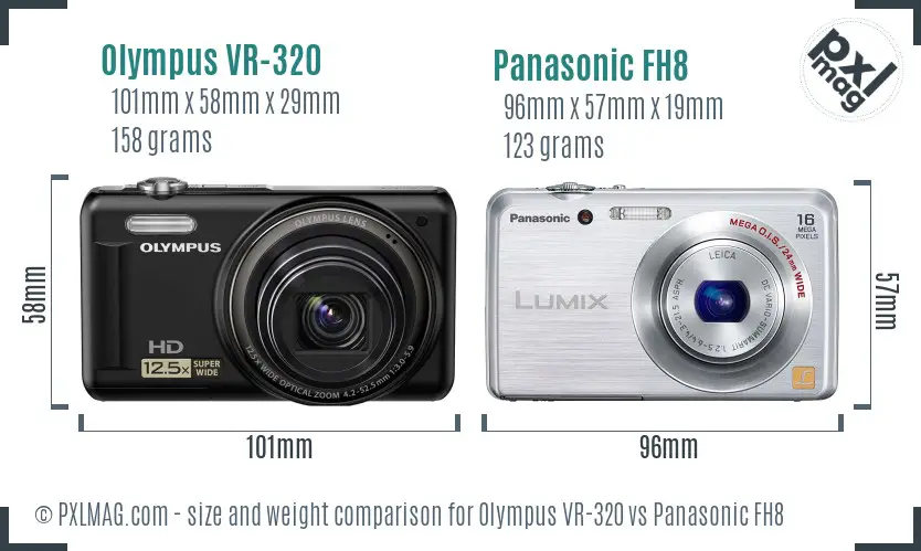 Olympus VR-320 vs Panasonic FH8 size comparison