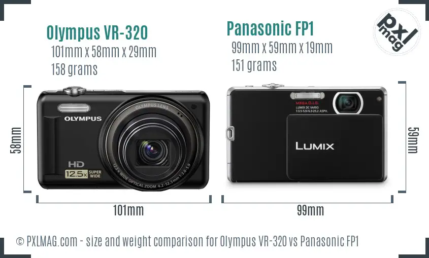Olympus VR-320 vs Panasonic FP1 size comparison