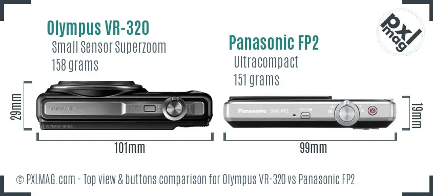 Olympus VR-320 vs Panasonic FP2 top view buttons comparison