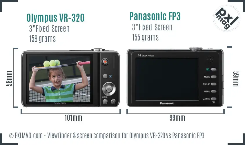 Olympus VR-320 vs Panasonic FP3 Screen and Viewfinder comparison