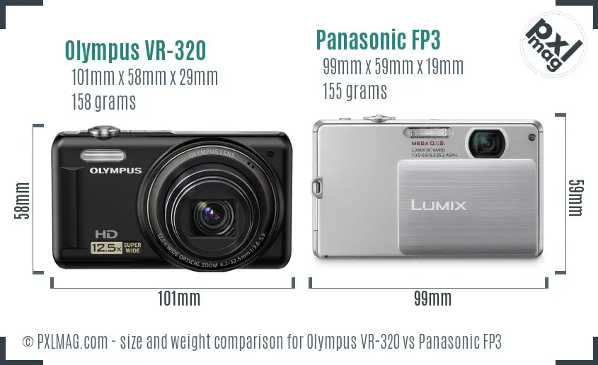 Olympus VR-320 vs Panasonic FP3 size comparison