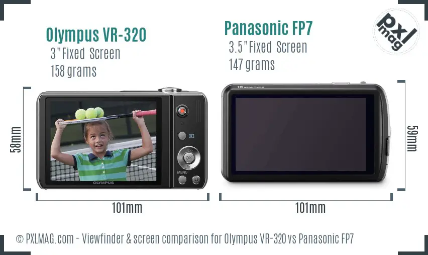 Olympus VR-320 vs Panasonic FP7 Screen and Viewfinder comparison