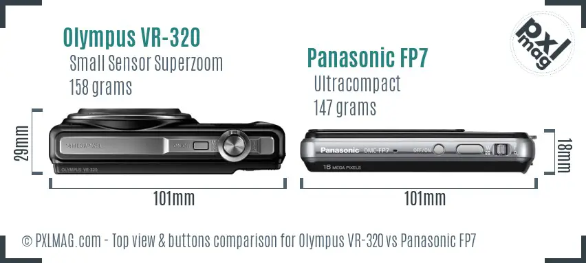 Olympus VR-320 vs Panasonic FP7 top view buttons comparison