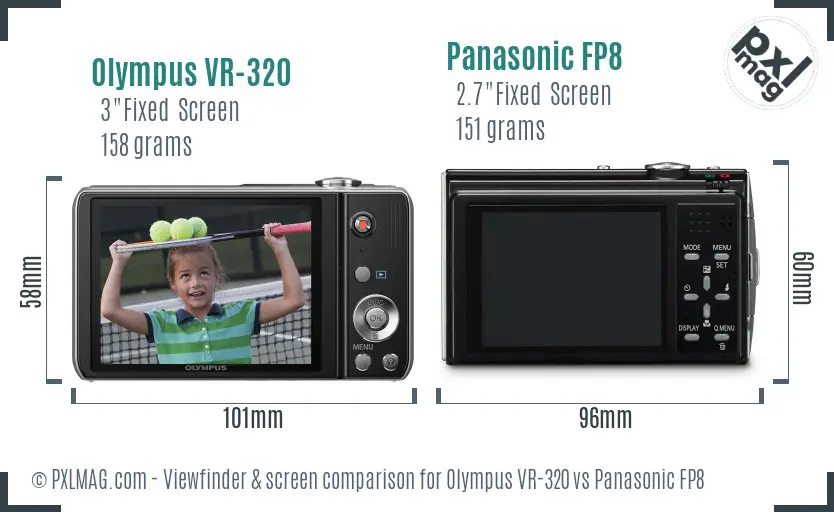 Olympus VR-320 vs Panasonic FP8 Screen and Viewfinder comparison