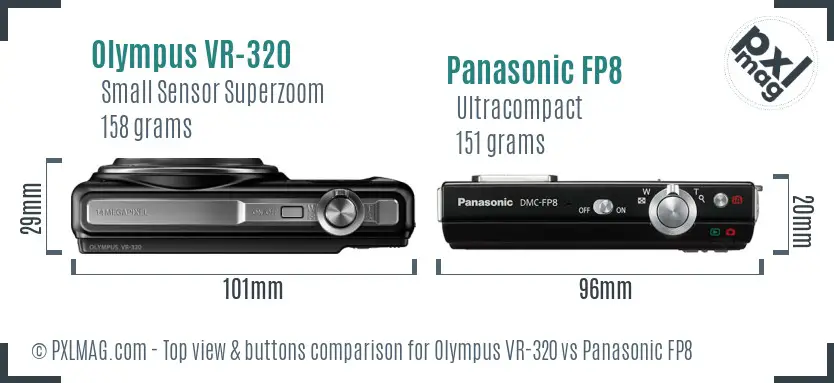 Olympus VR-320 vs Panasonic FP8 top view buttons comparison