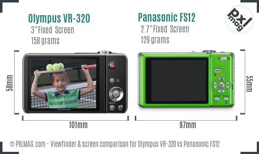 Olympus VR-320 vs Panasonic FS12 Screen and Viewfinder comparison