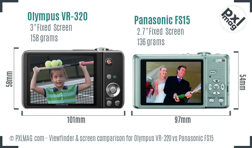 Olympus VR-320 vs Panasonic FS15 Screen and Viewfinder comparison