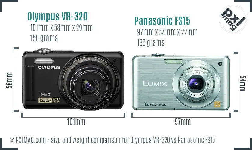 Olympus VR-320 vs Panasonic FS15 size comparison