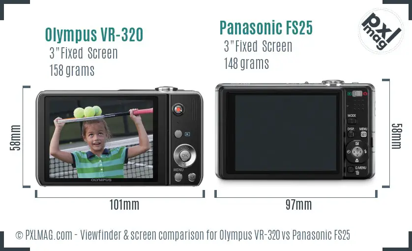 Olympus VR-320 vs Panasonic FS25 Screen and Viewfinder comparison