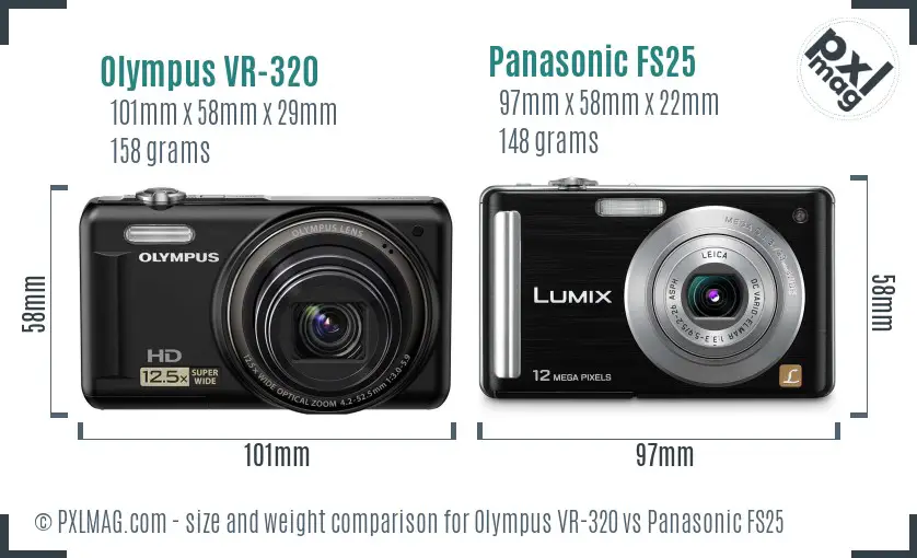 Olympus VR-320 vs Panasonic FS25 size comparison