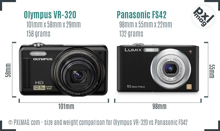 Olympus VR-320 vs Panasonic FS42 size comparison