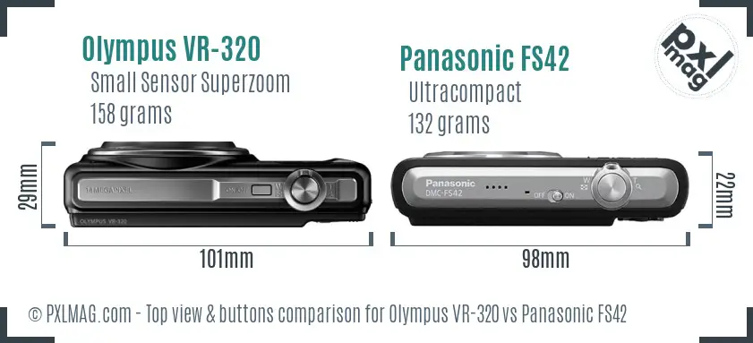 Olympus VR-320 vs Panasonic FS42 top view buttons comparison