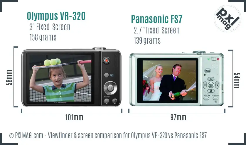 Olympus VR-320 vs Panasonic FS7 Screen and Viewfinder comparison