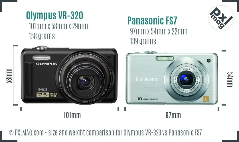 Olympus VR-320 vs Panasonic FS7 size comparison