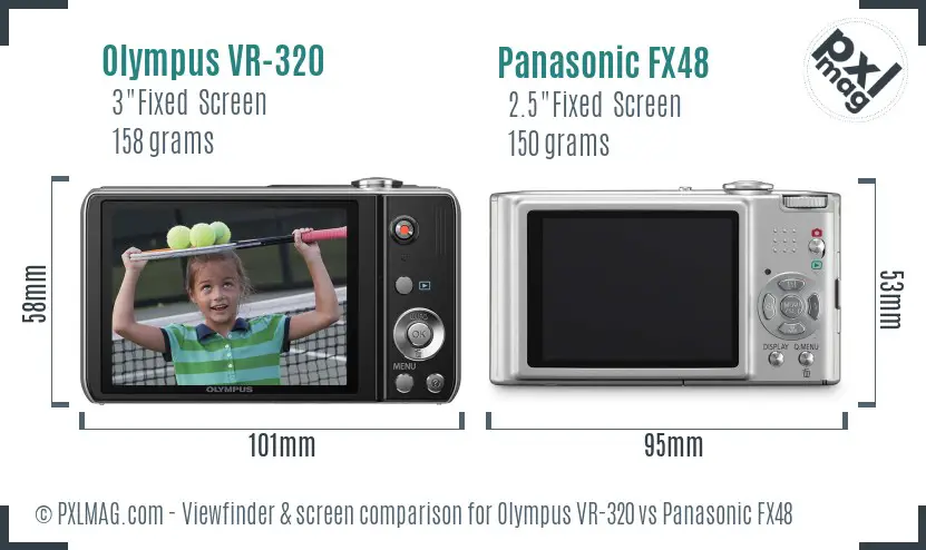Olympus VR-320 vs Panasonic FX48 Screen and Viewfinder comparison