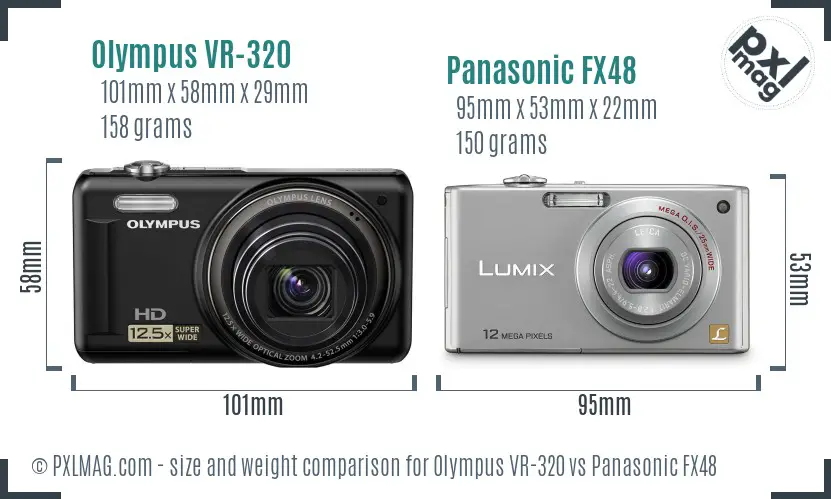 Olympus VR-320 vs Panasonic FX48 size comparison