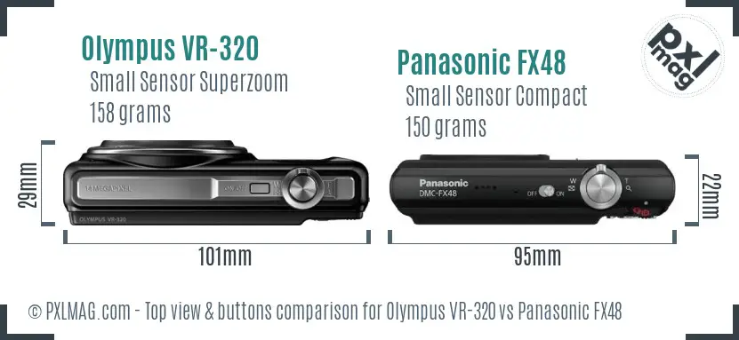 Olympus VR-320 vs Panasonic FX48 top view buttons comparison