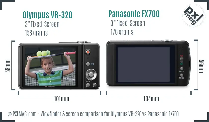 Olympus VR-320 vs Panasonic FX700 Screen and Viewfinder comparison