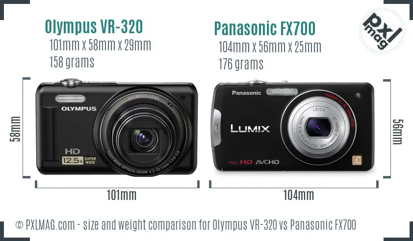 Olympus VR-320 vs Panasonic FX700 size comparison