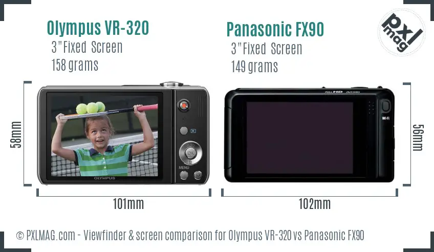 Olympus VR-320 vs Panasonic FX90 Screen and Viewfinder comparison